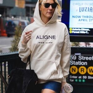 ALIGNE New York Cream Logo Hoodie